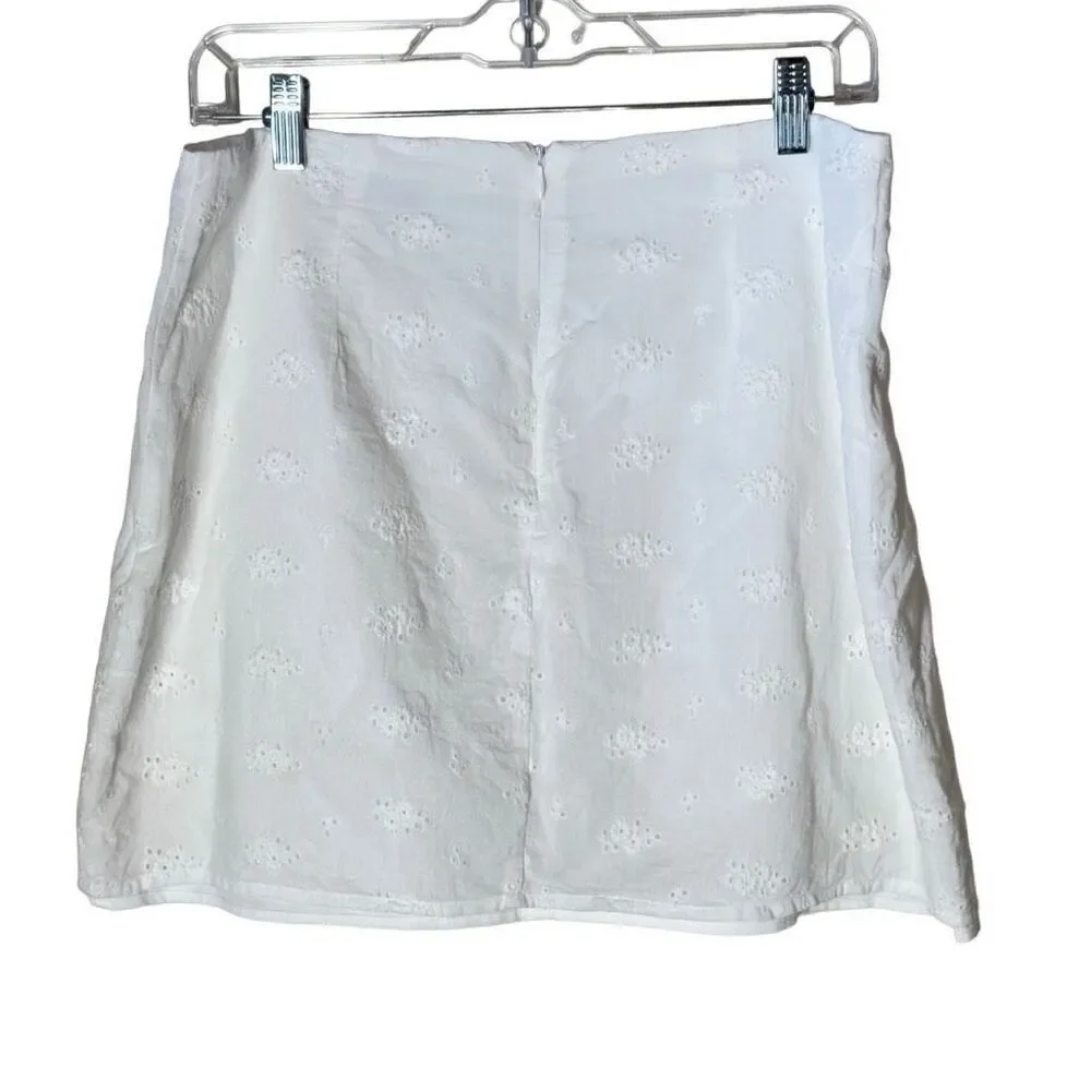 More To Come Samantha Eyelet White Mini Skirt XL FLAWS